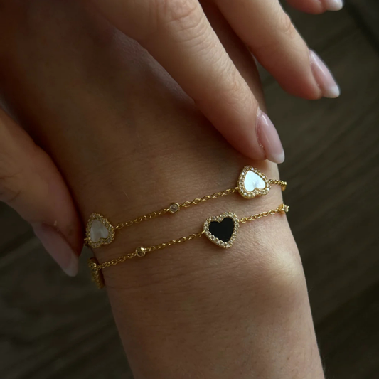 Heart Mother Of Pearl Bracelet | Dainty Gold Bracelet