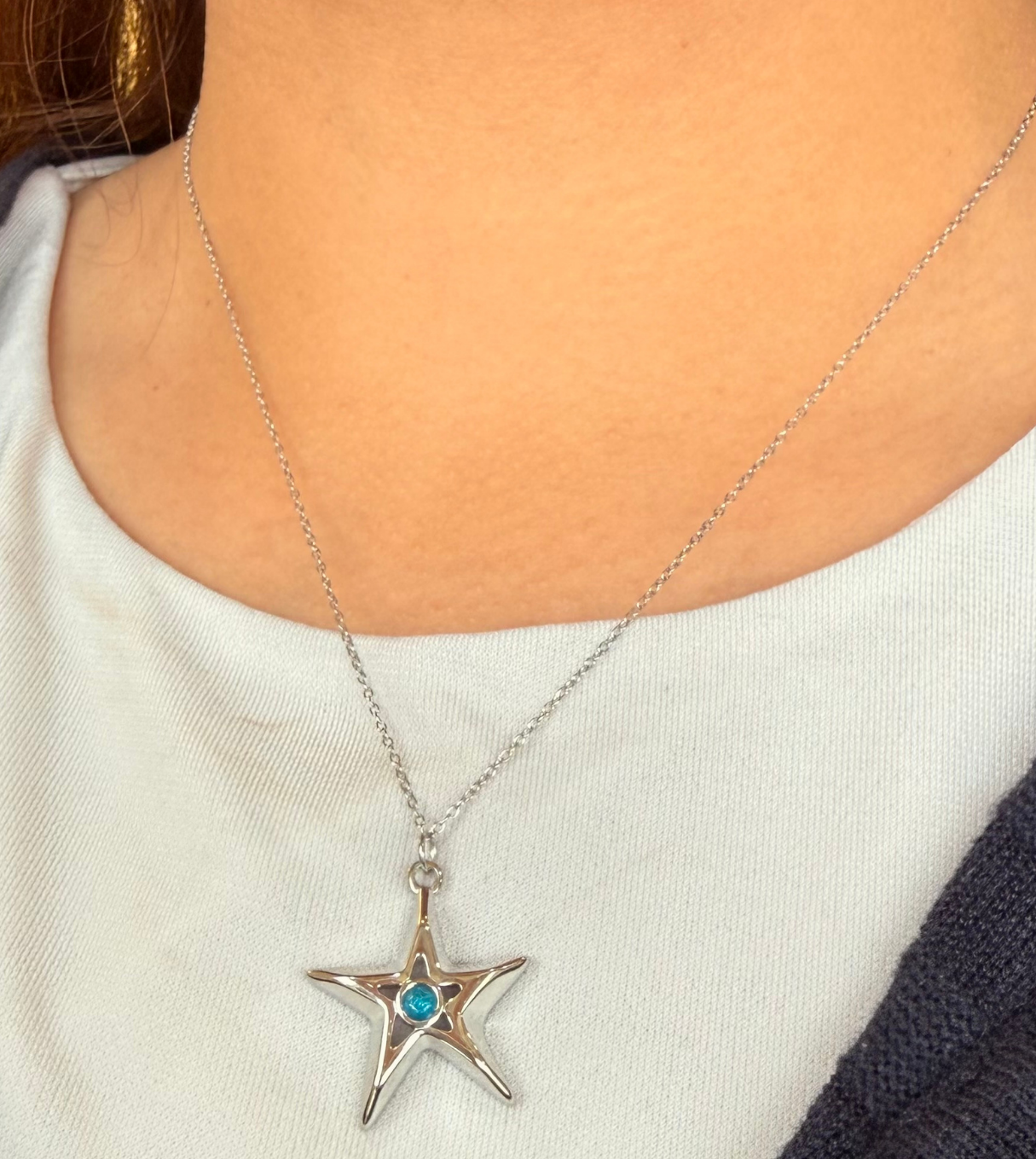 Silver Blue Star Necklace
