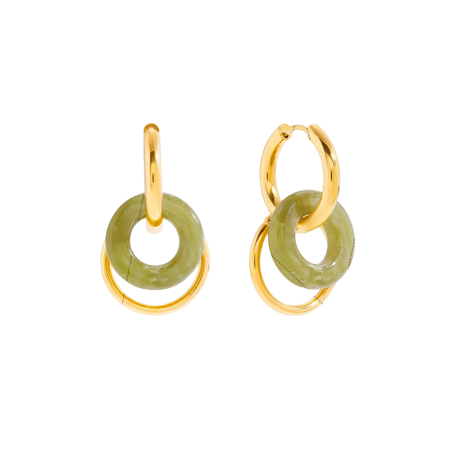 Double Hoop Green Earrings