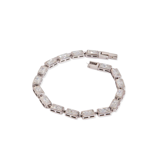 Tennis Rectangle Silver Bracelet