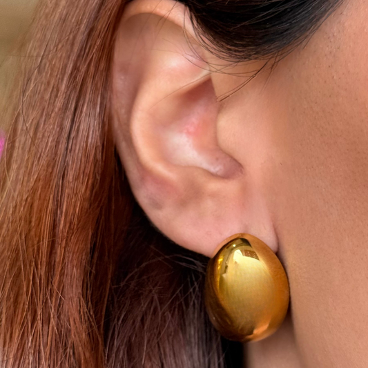Oval Filled Golden Earrings