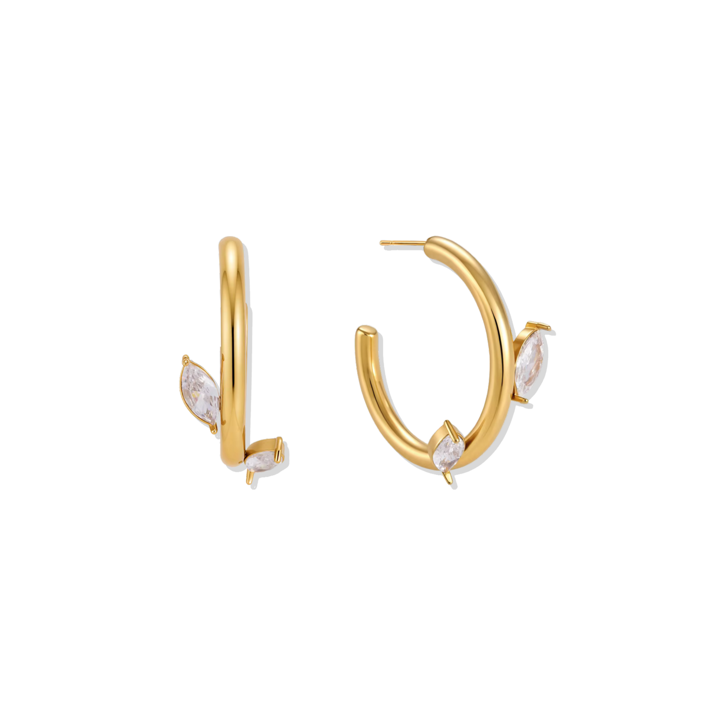 Leaf Marquise Hoops