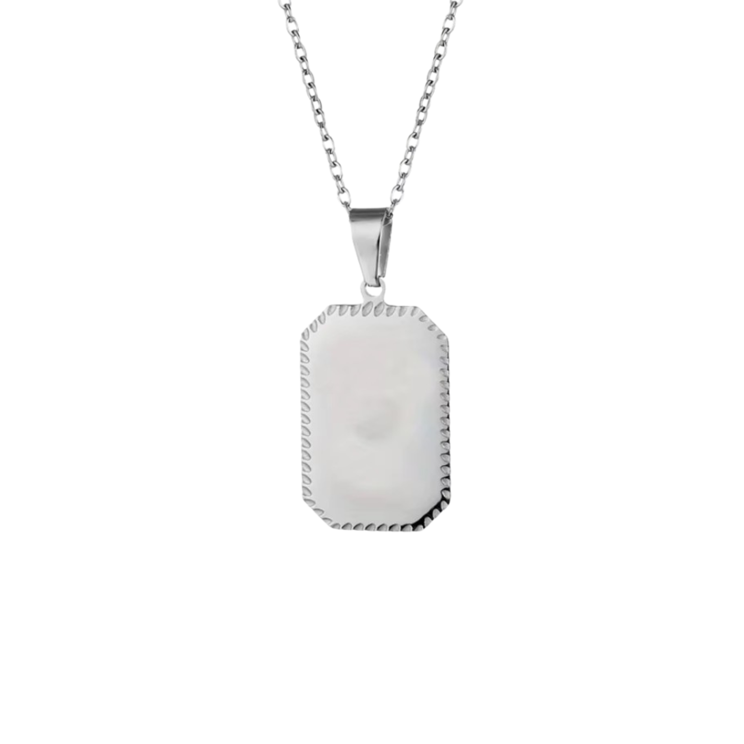 Silver Plaid Engraved Necklace