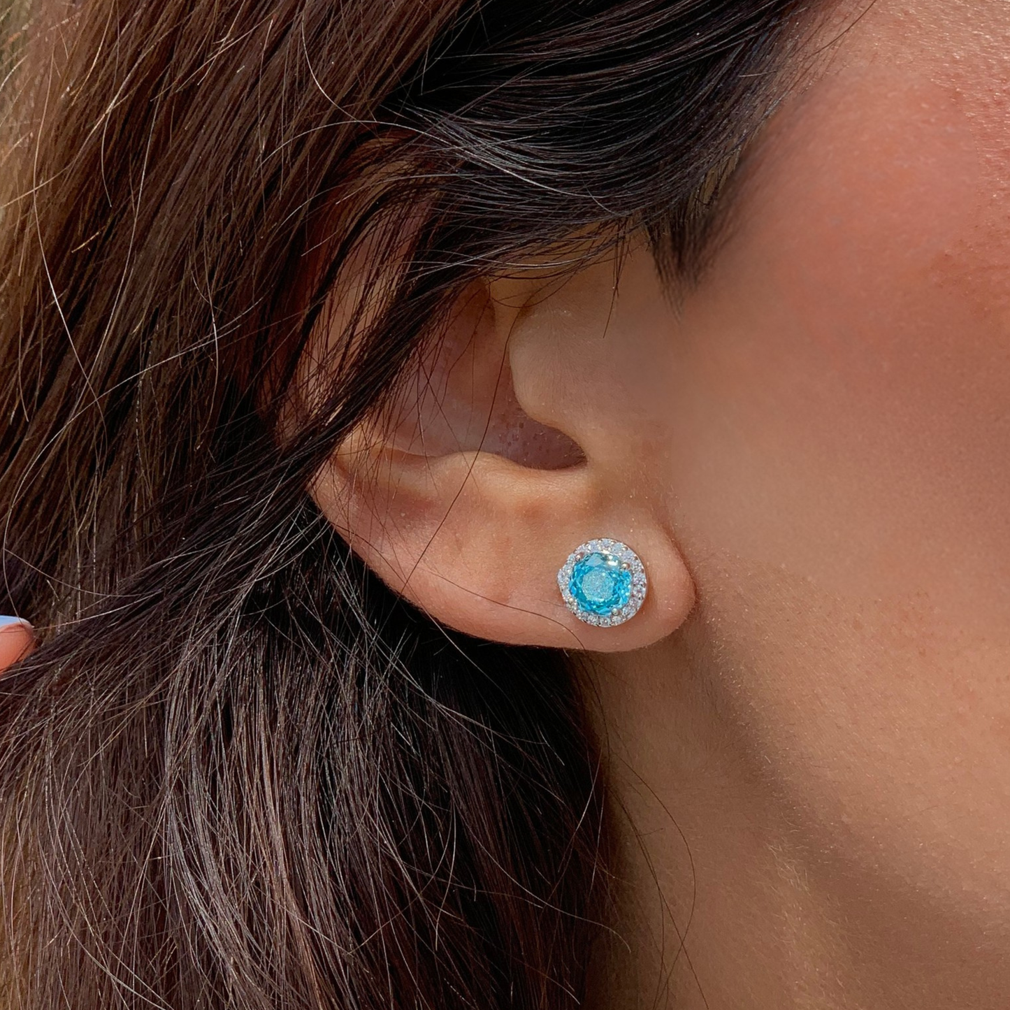 Sky Blue Silver Earrings