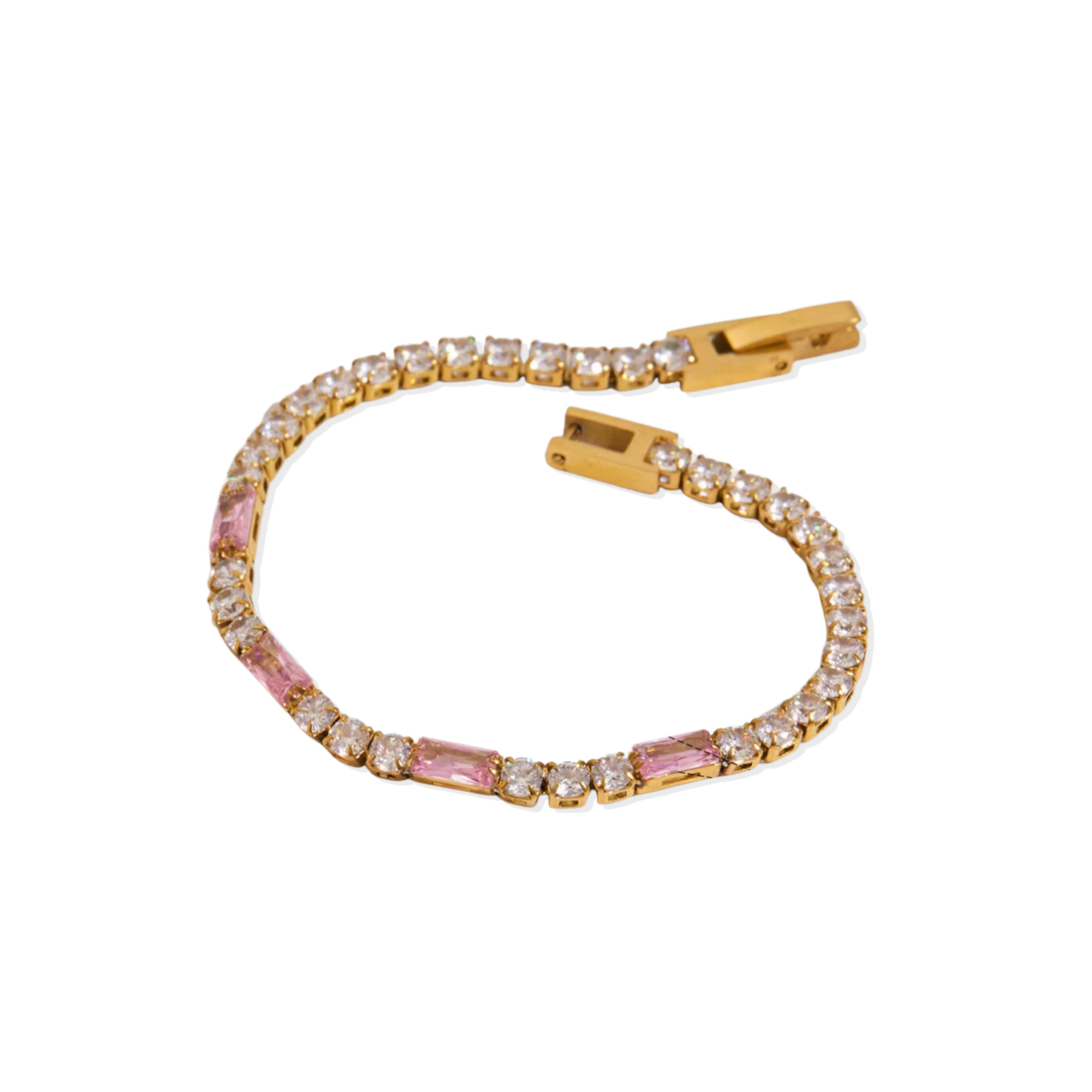 Clear And Pink Golden Bracelet