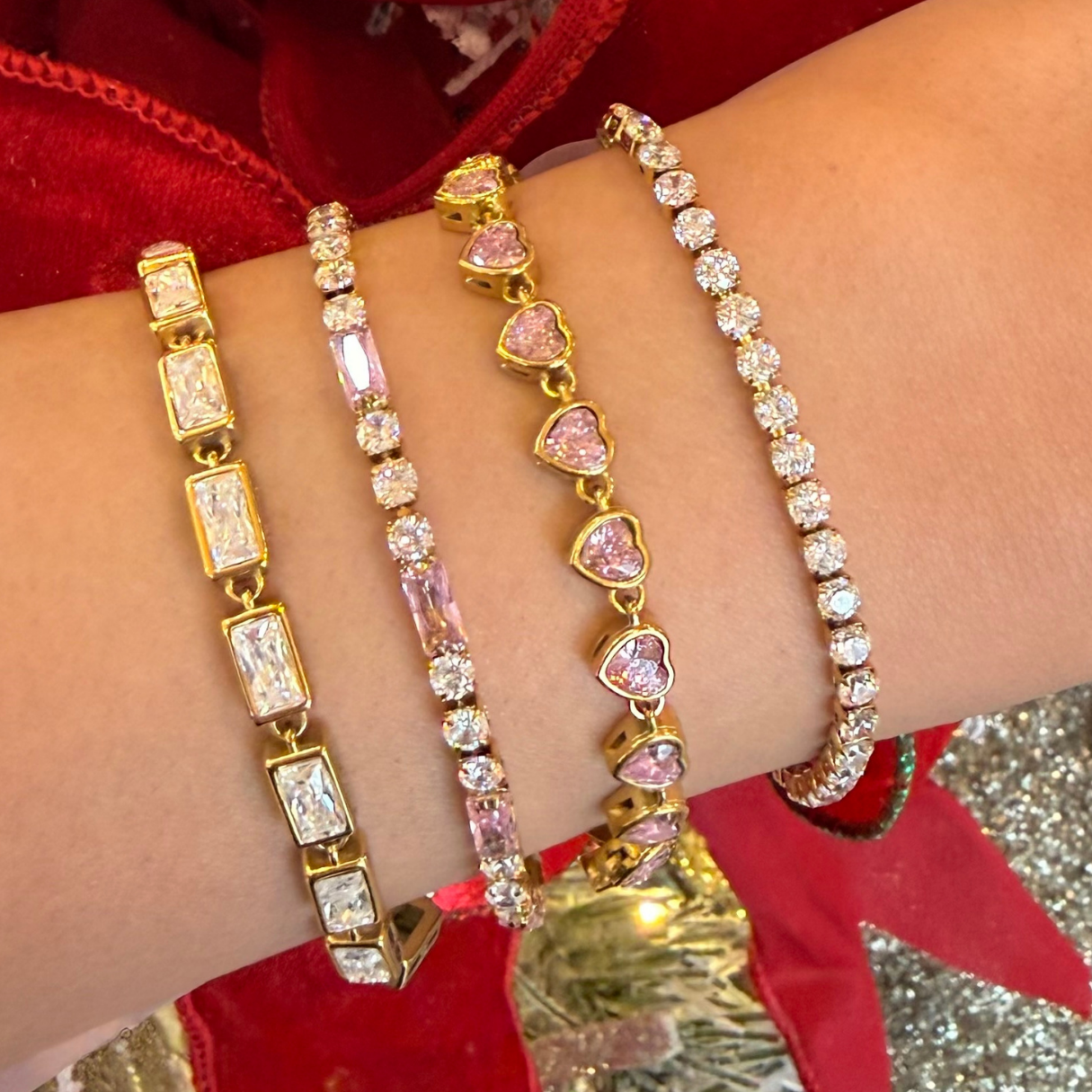 Pink Heart Golden Bracelet