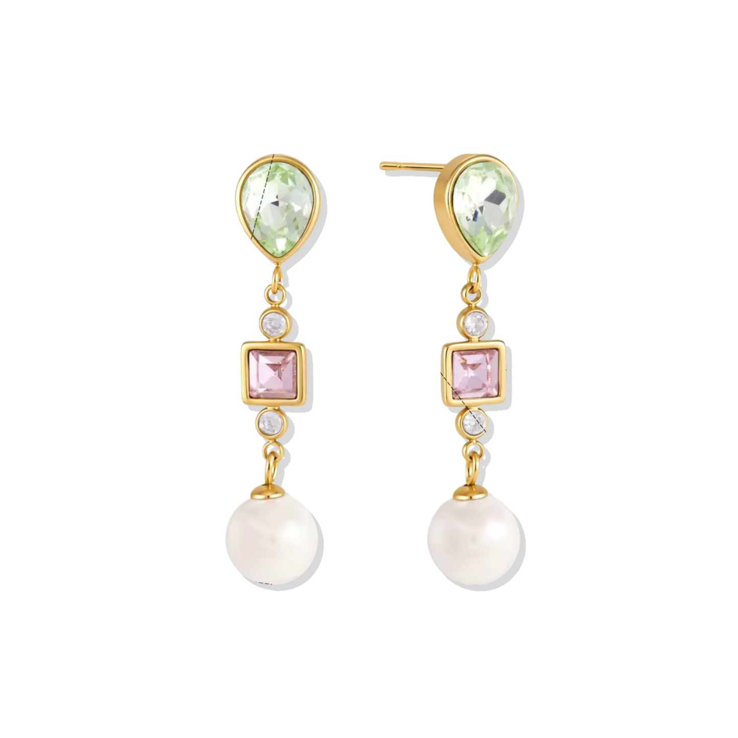 Pastel Pearl Golden Earrings