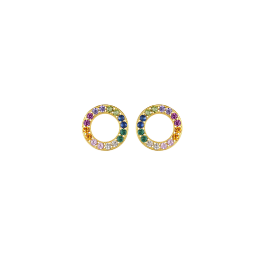 Gold Reinbow Hoop Stud