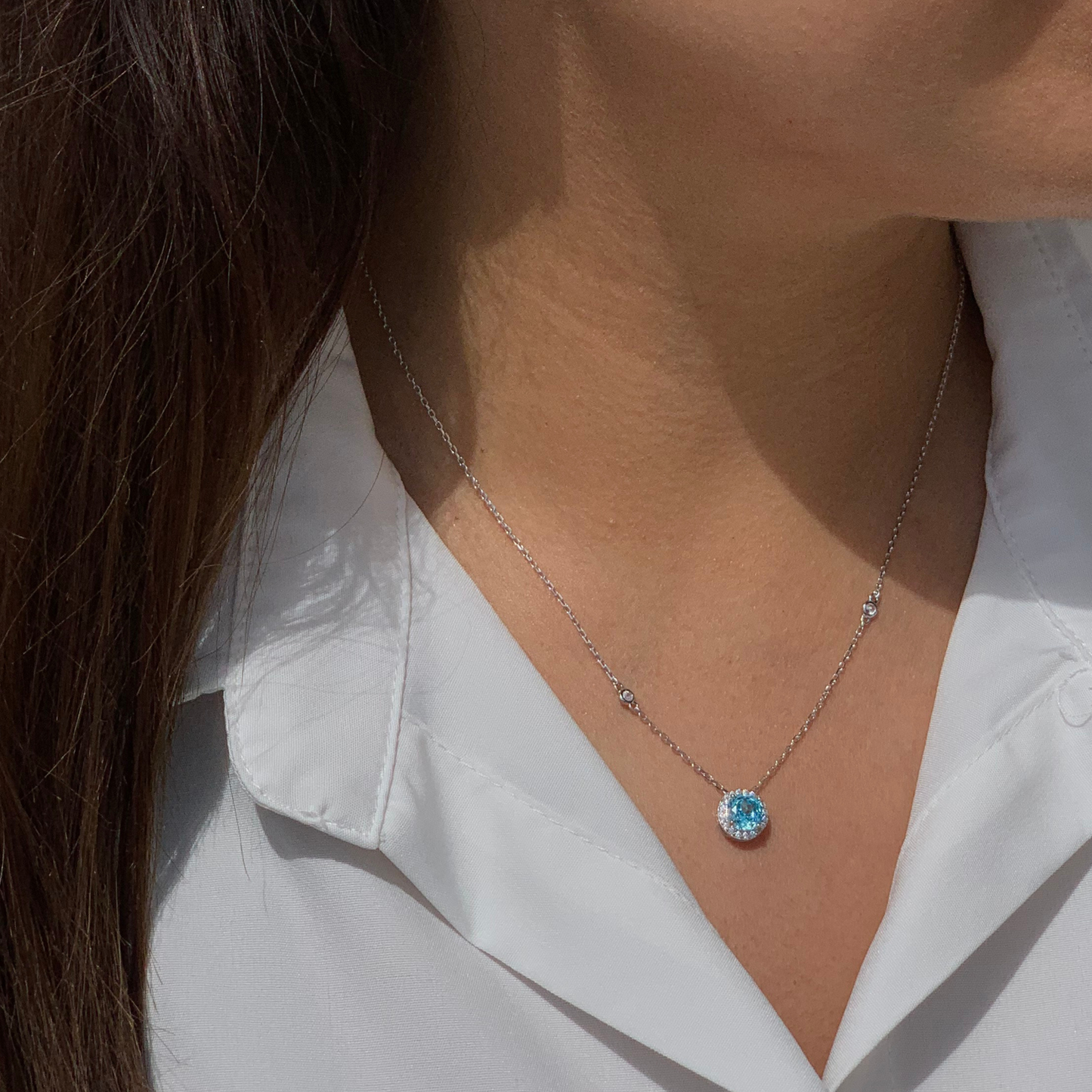 Sky Blue Silver Necklace