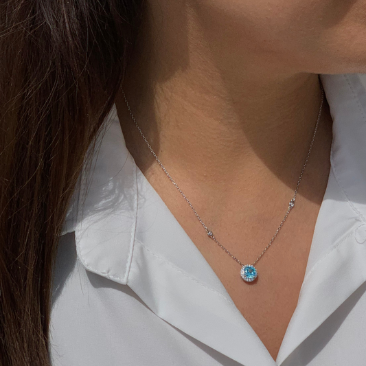 Sky Blue Silver Necklace