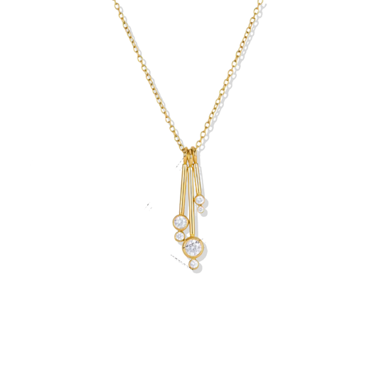 Clear Zirc Drop Golden Necklace