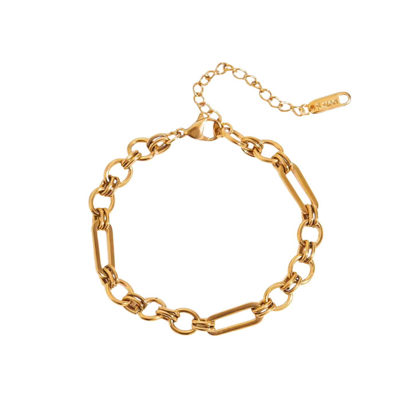 Circle And Rectangle Golden Bracelet