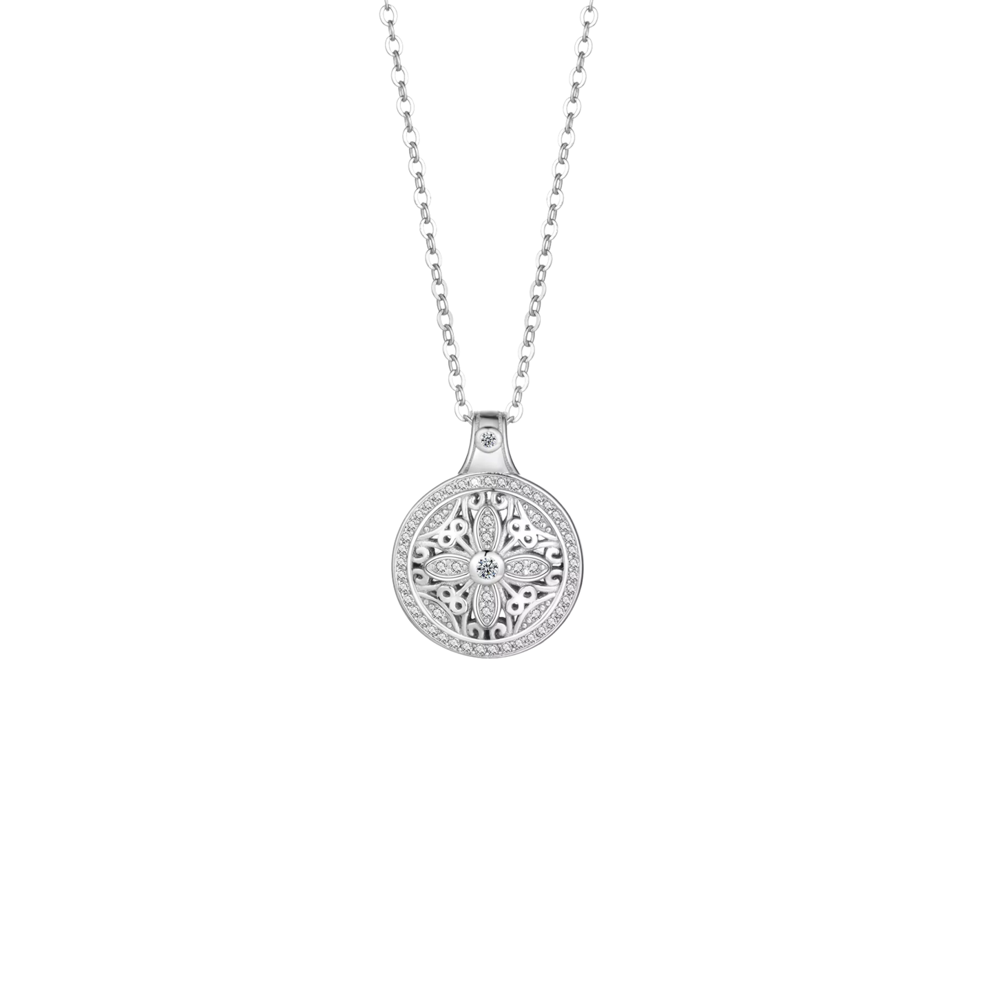 Silver Necklace With Clover Medal