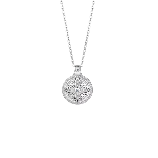 Silver Necklace With Clover Medal