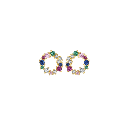 Irregular Rainbow Hoop Stud