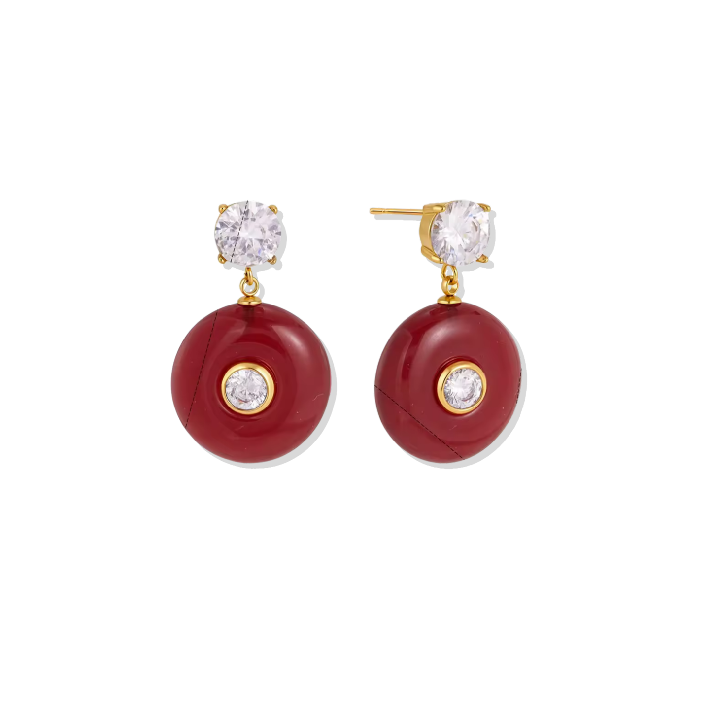 Red Stone Zirc Earrings