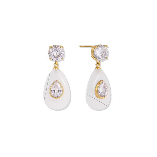 White Stone Zirc Earrings