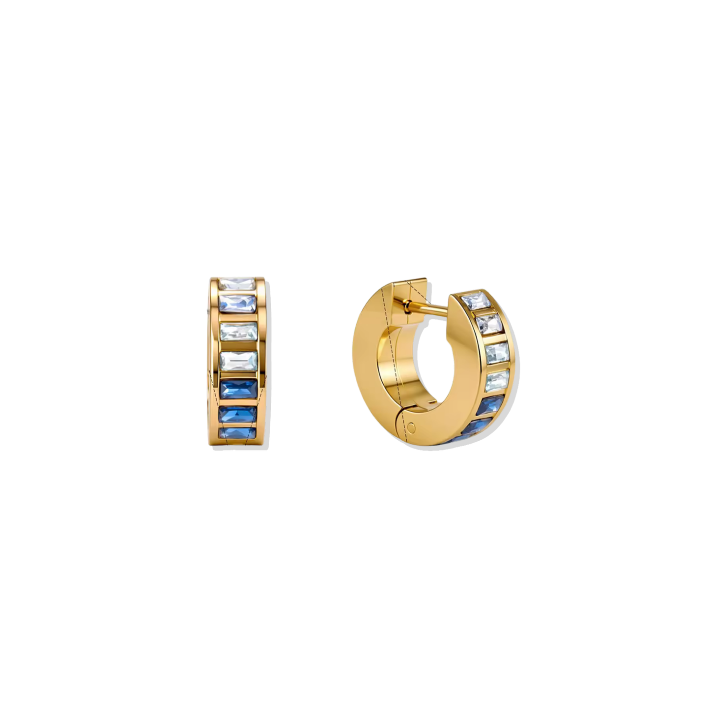 Blue Baguette Hoops