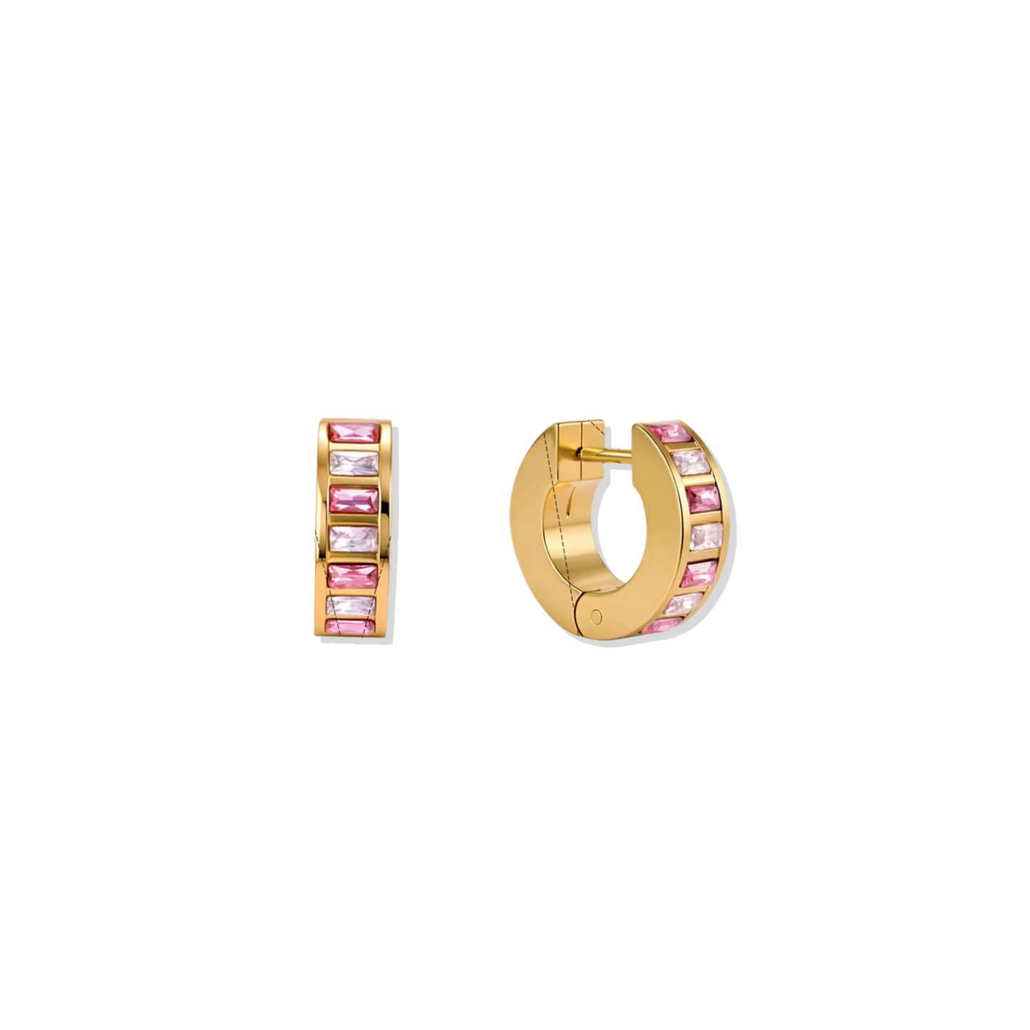 Pink Baguette Hoops