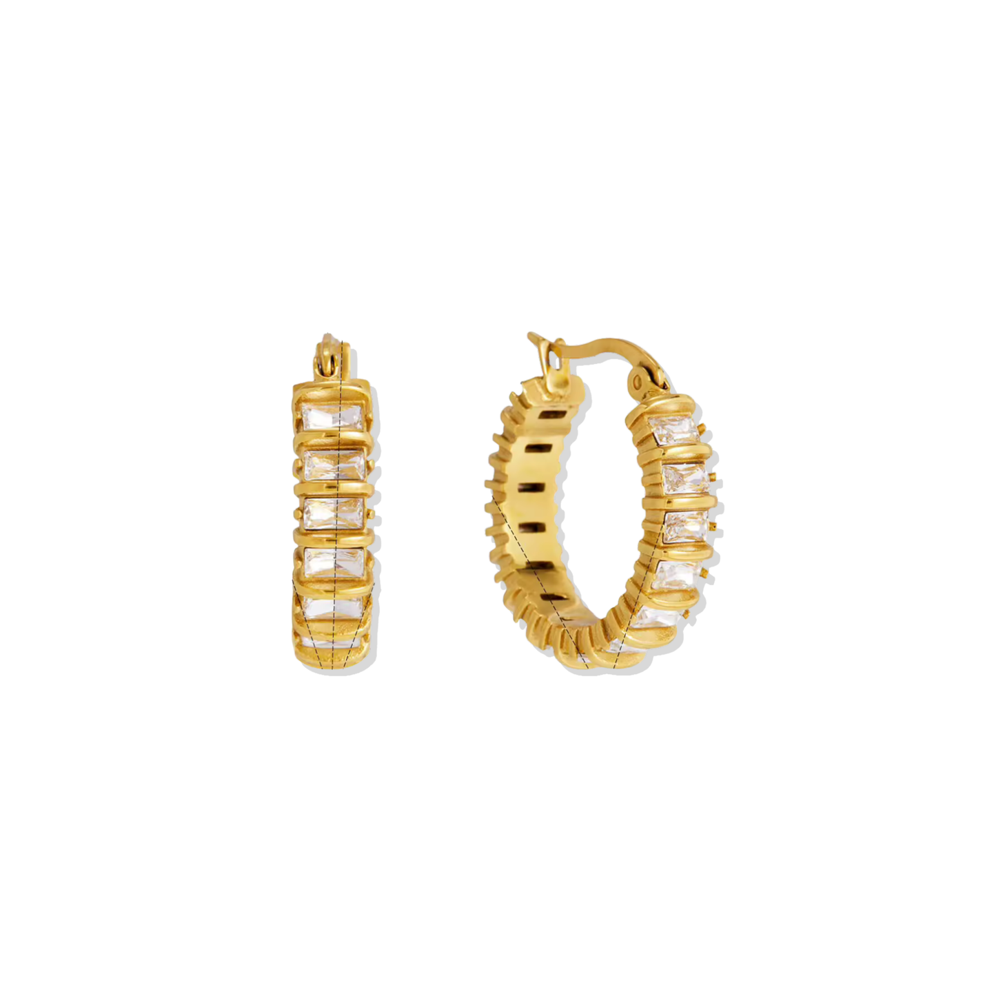Rectangle Baguette Golden Hoops