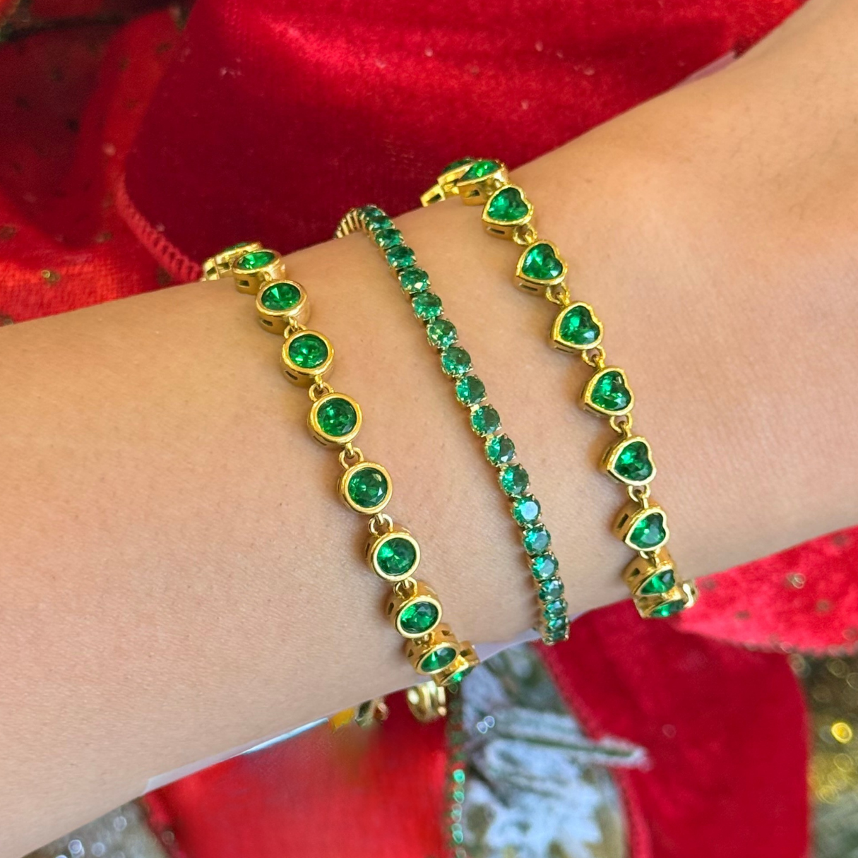 Green Heart Tennis Bracelet