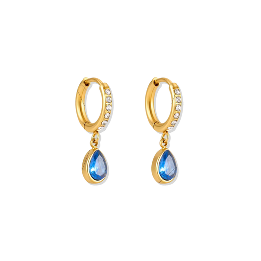 Blue Drop Sparkle Hoops