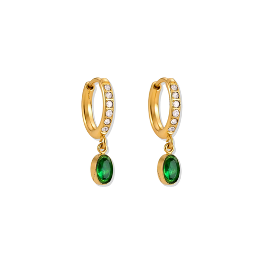 Green Drop Sparkle Hoops