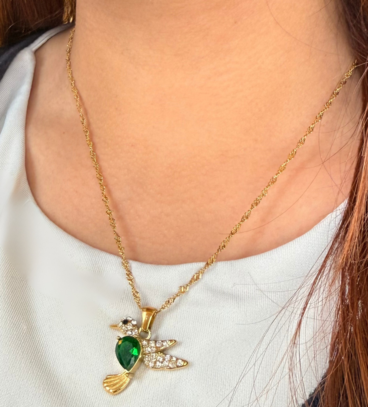Green Hummingbird Necklace