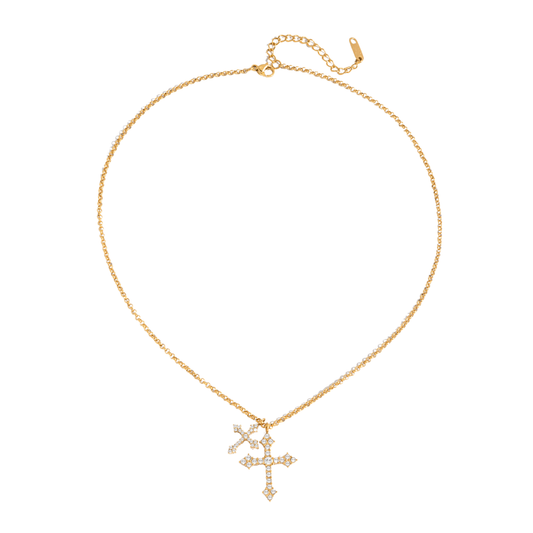 Gothic Cross Golden Necklace