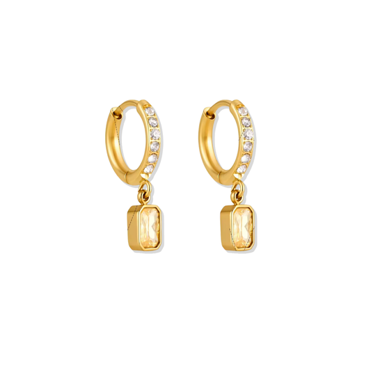 Yellow Drop Sparkle Hoops