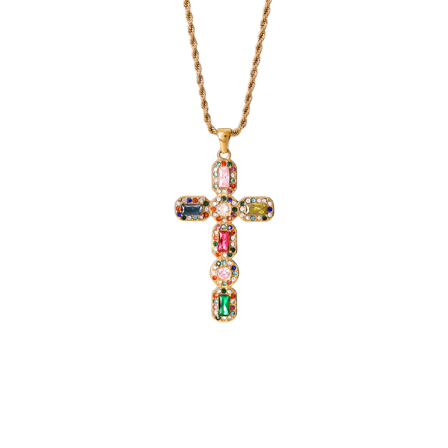 Golden Necklace Rainbow Cross