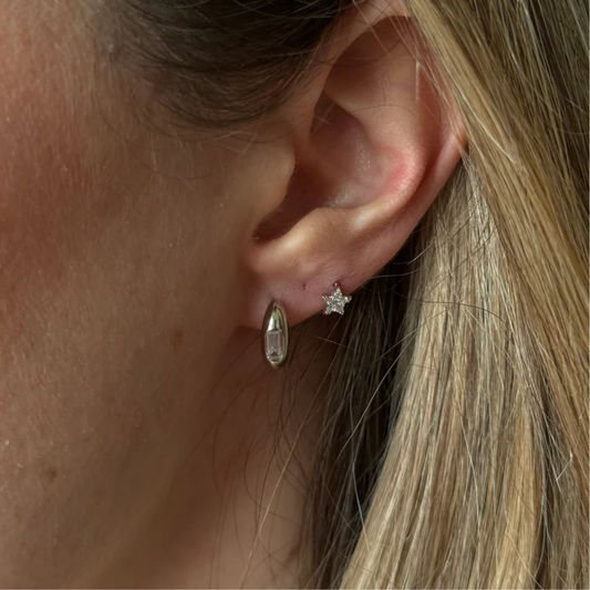 Silver Glimmer Hoops