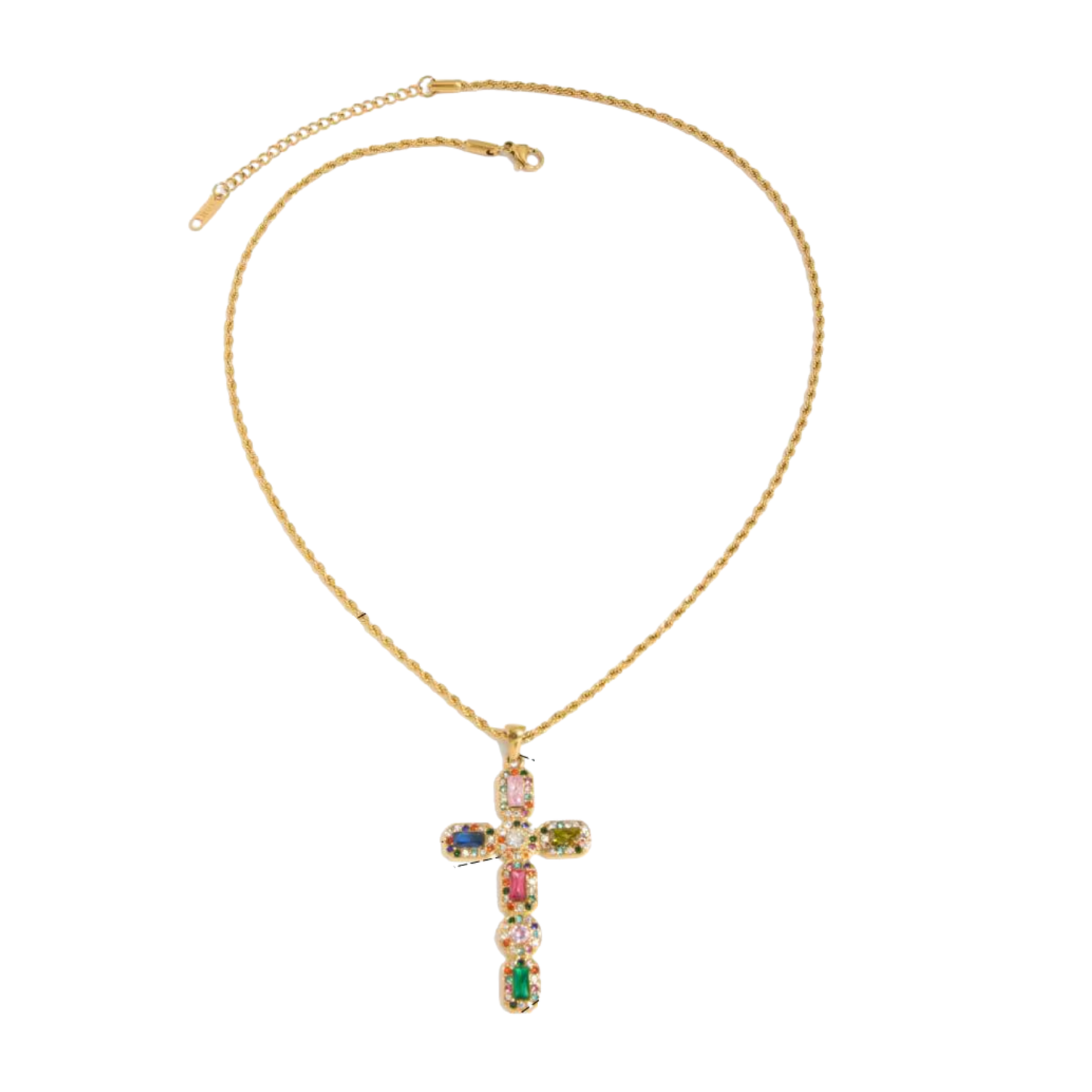 Golden Necklace Rainbow Cross