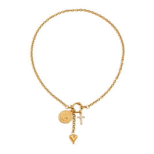 Golden Necklace Multi Charm