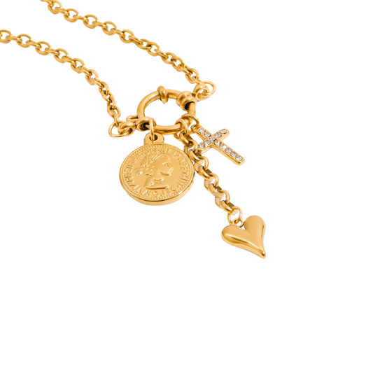 Golden Necklace Multi Charm