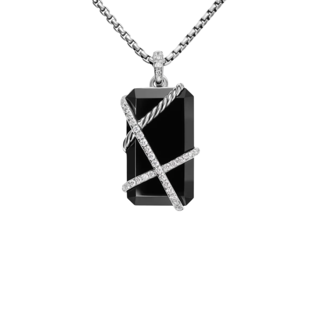 ONYX DAVID SILVER NECKLACE