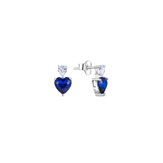 Blue heart silver studs