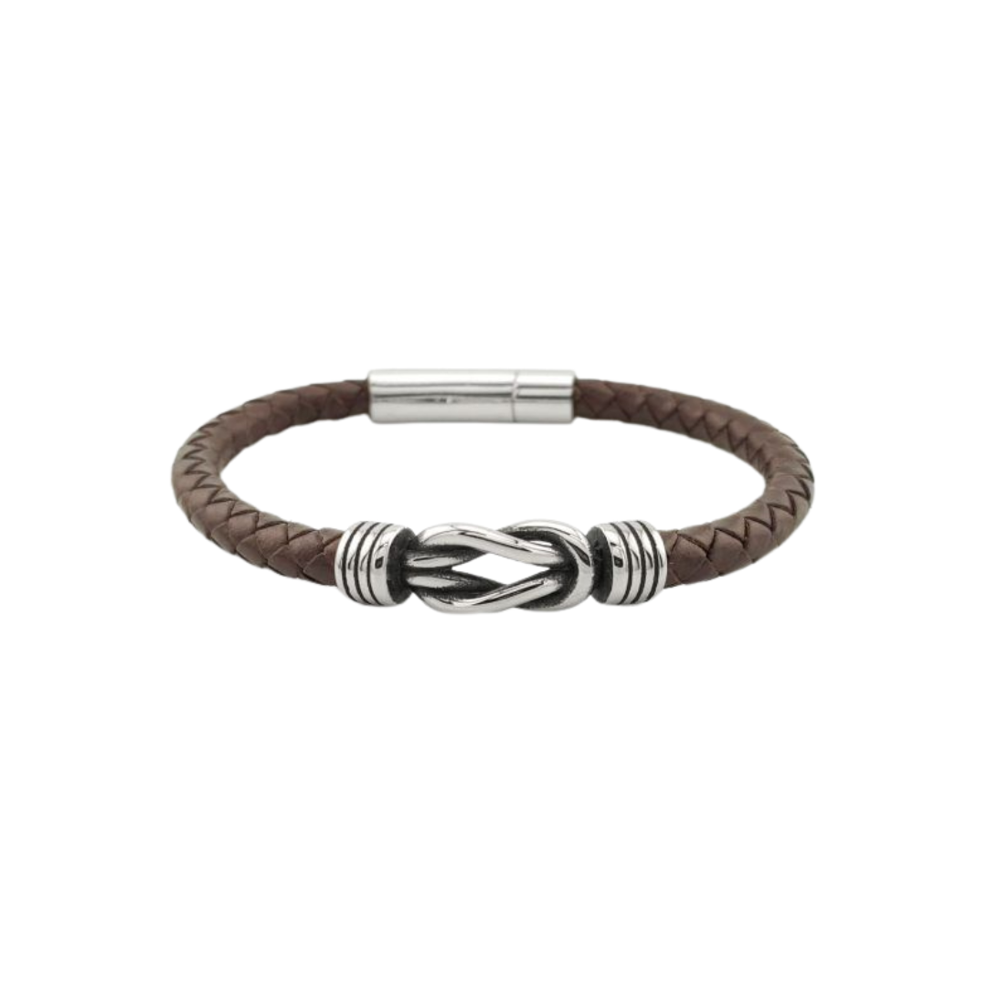 STEEL KNOT LEATHER BRACELET