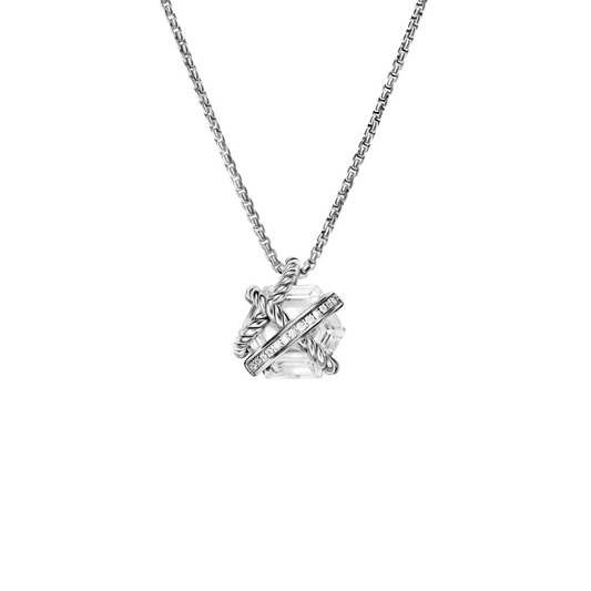 White quartz silver necklace