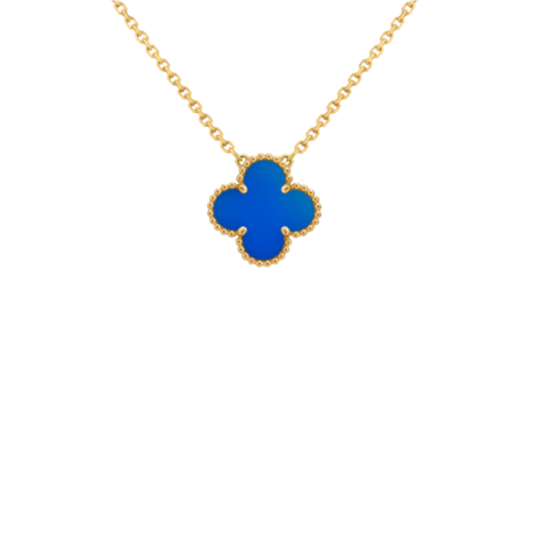 BLUE GOLDEN CLOVER NECKLACE