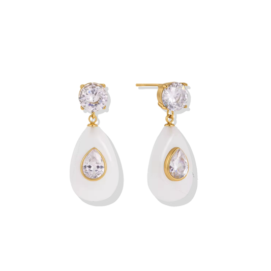 White Stone Zirc Earrings