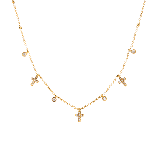 Golden Choker Cross Necklace