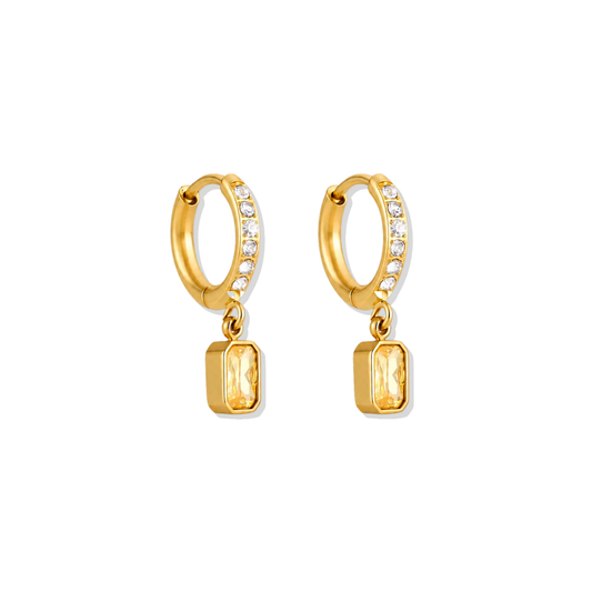 Yellow Drop Sparkle Hoops