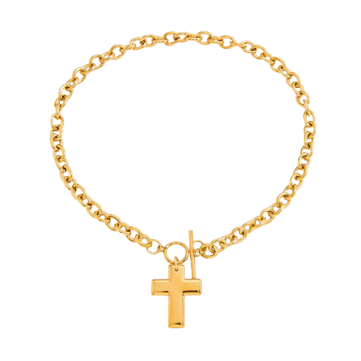 Golden Chunky Cross Necklace