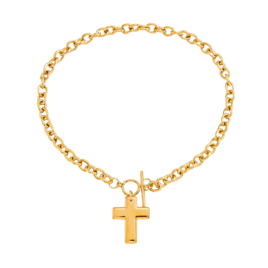 Golden Chunky Cross Necklace