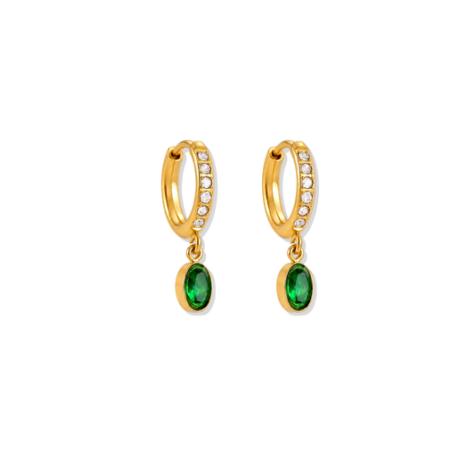 Green Drop Sparkle Hoops