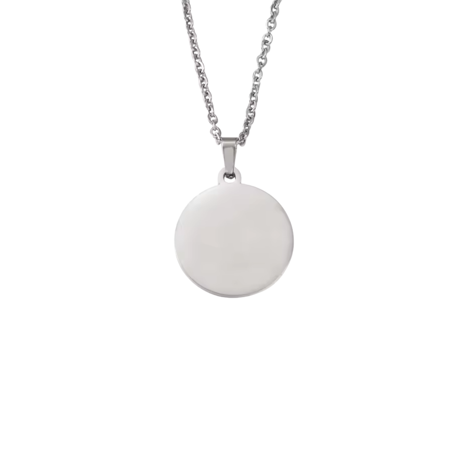 Collar Plateado Medalla Simple