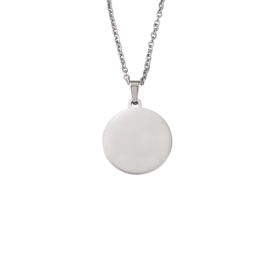 Collar Plateado Medalla Simple