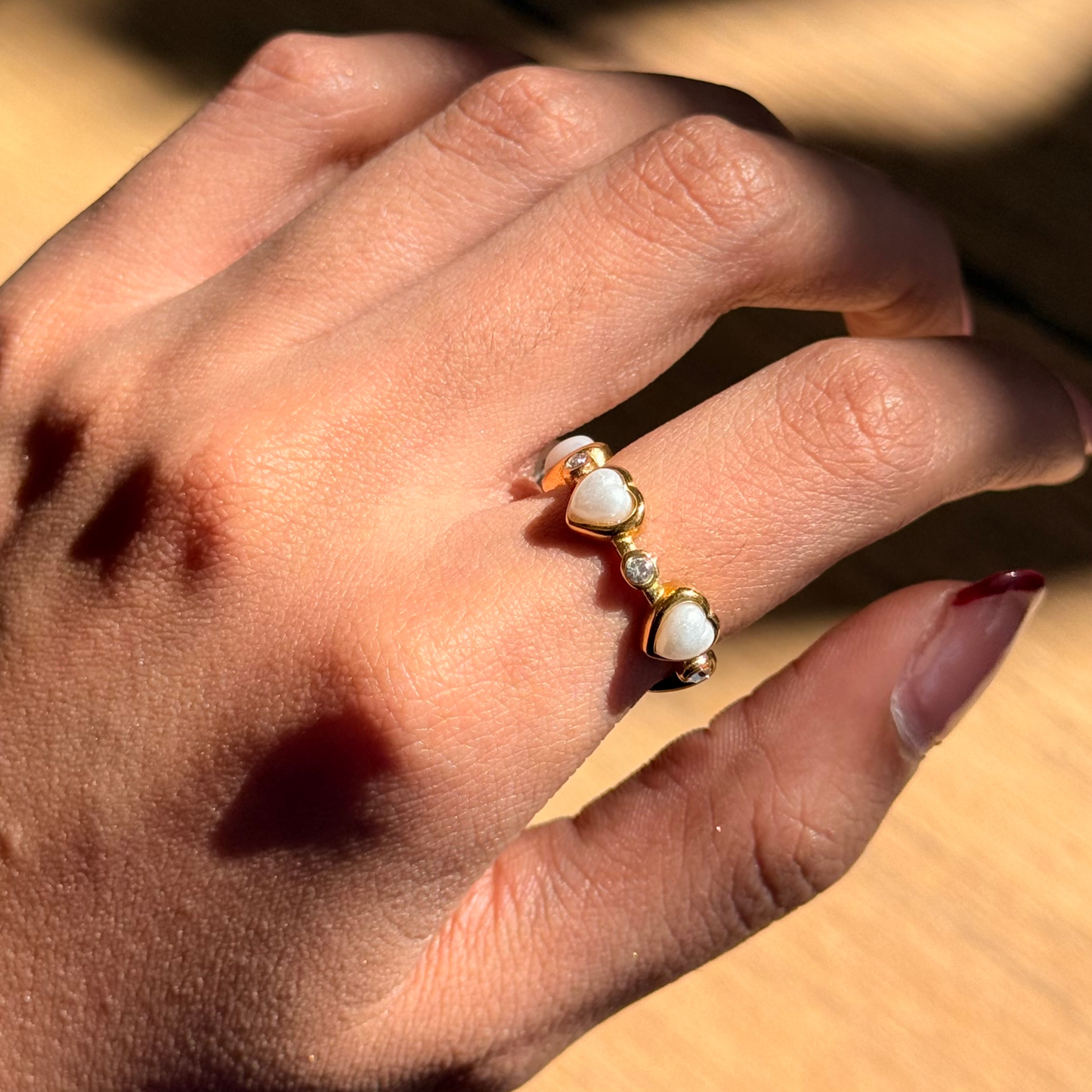 White Hearts Open Ring