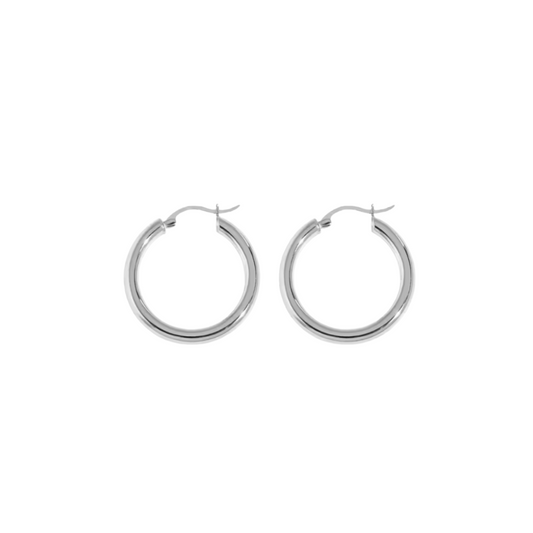 SILVER TUBULAR MEDIUM HOOPS